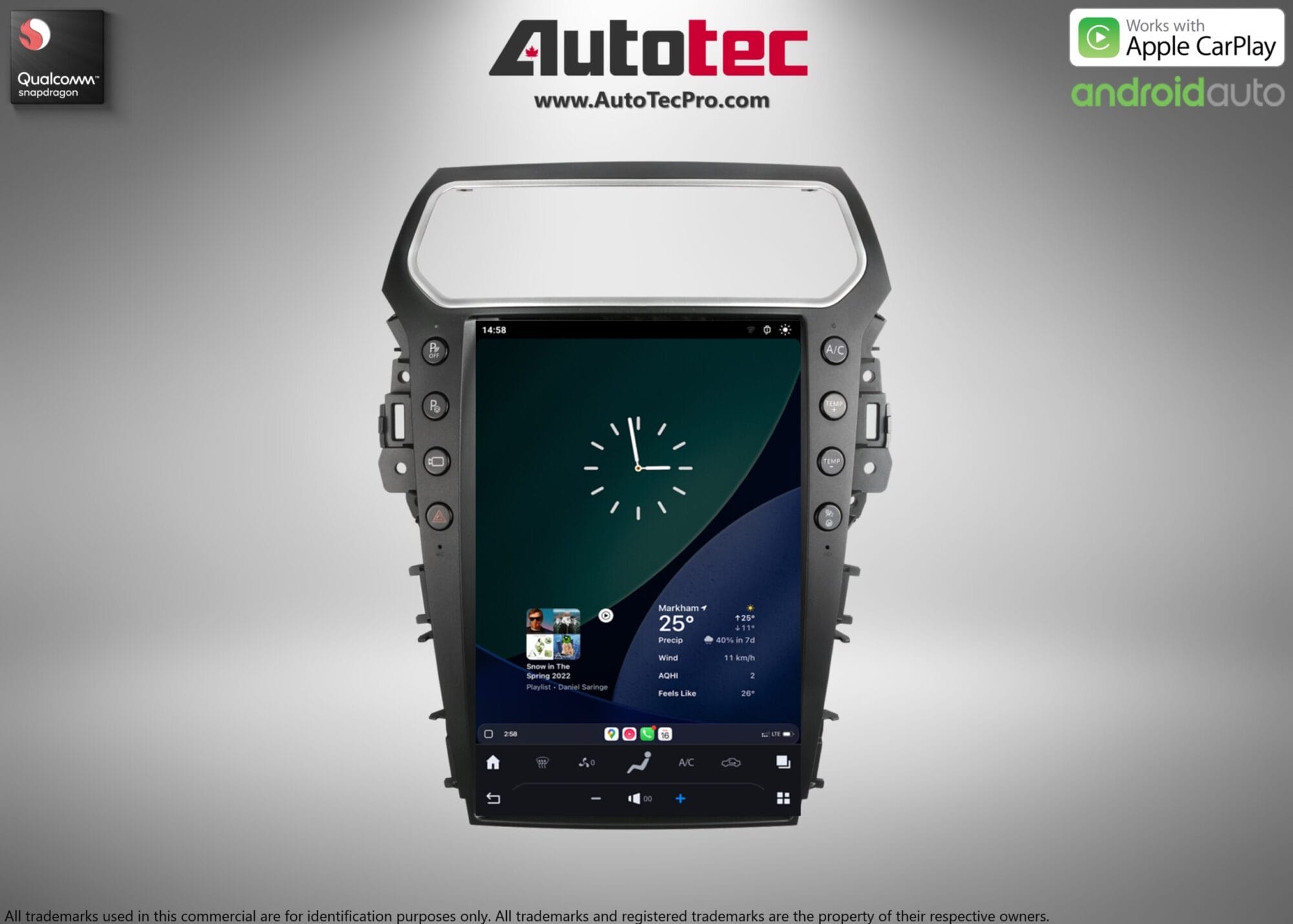 Ford Explorer (2011 – 2019) 14.4″ IPS QHD 2K Touch-Screen Android Navigation System | Android 13 | GPS | BT | Wifi | CarPlay | Android Auto | SYNC | 4G LTE