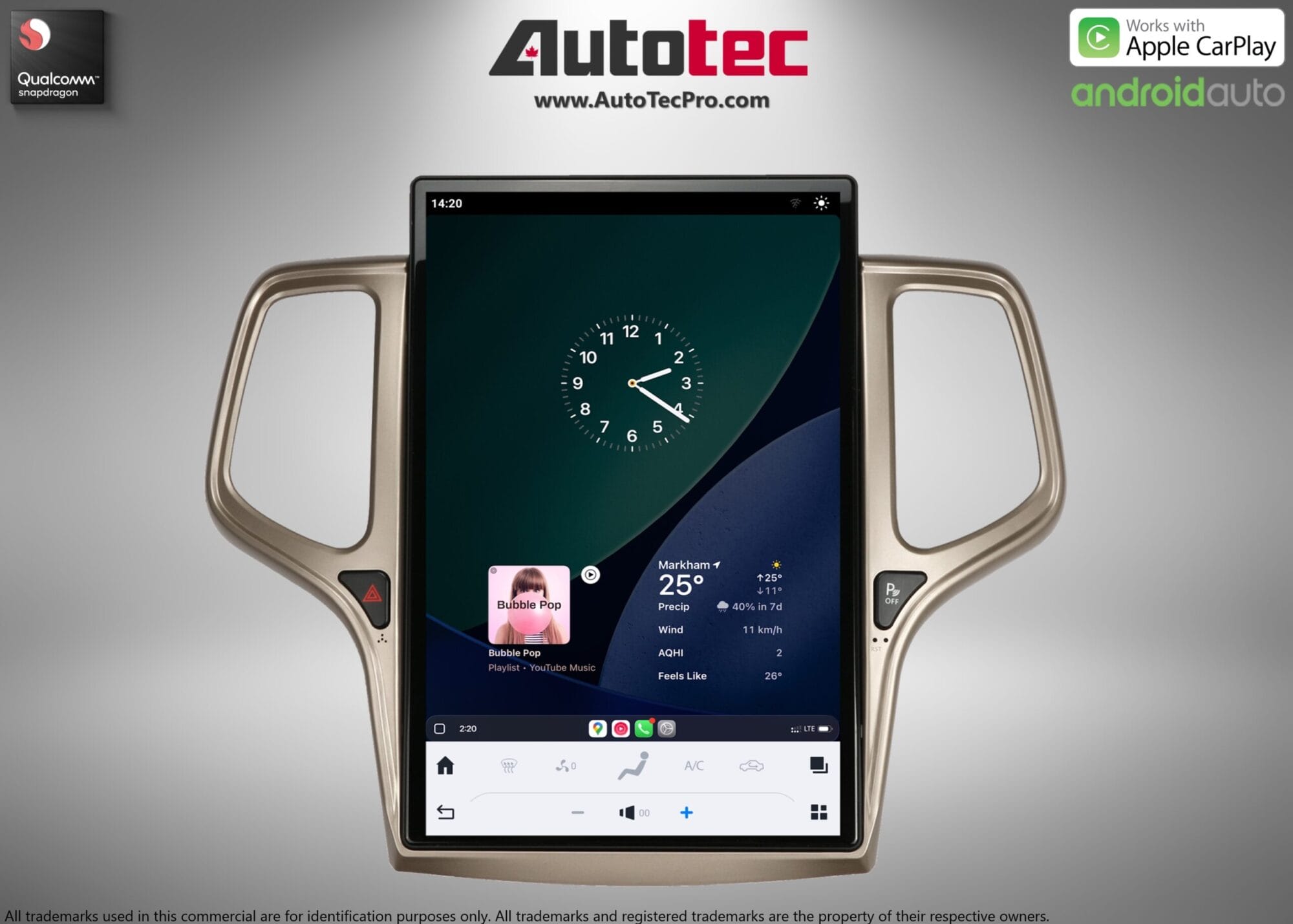 Jeep Grand Cherokee (2014 – 2021) 14.4″ IPS QHD 2K Touch-Screen Android Navigation System | Android 13 | GPS | BT | Wifi | CarPlay | Android Auto | 4G LTE