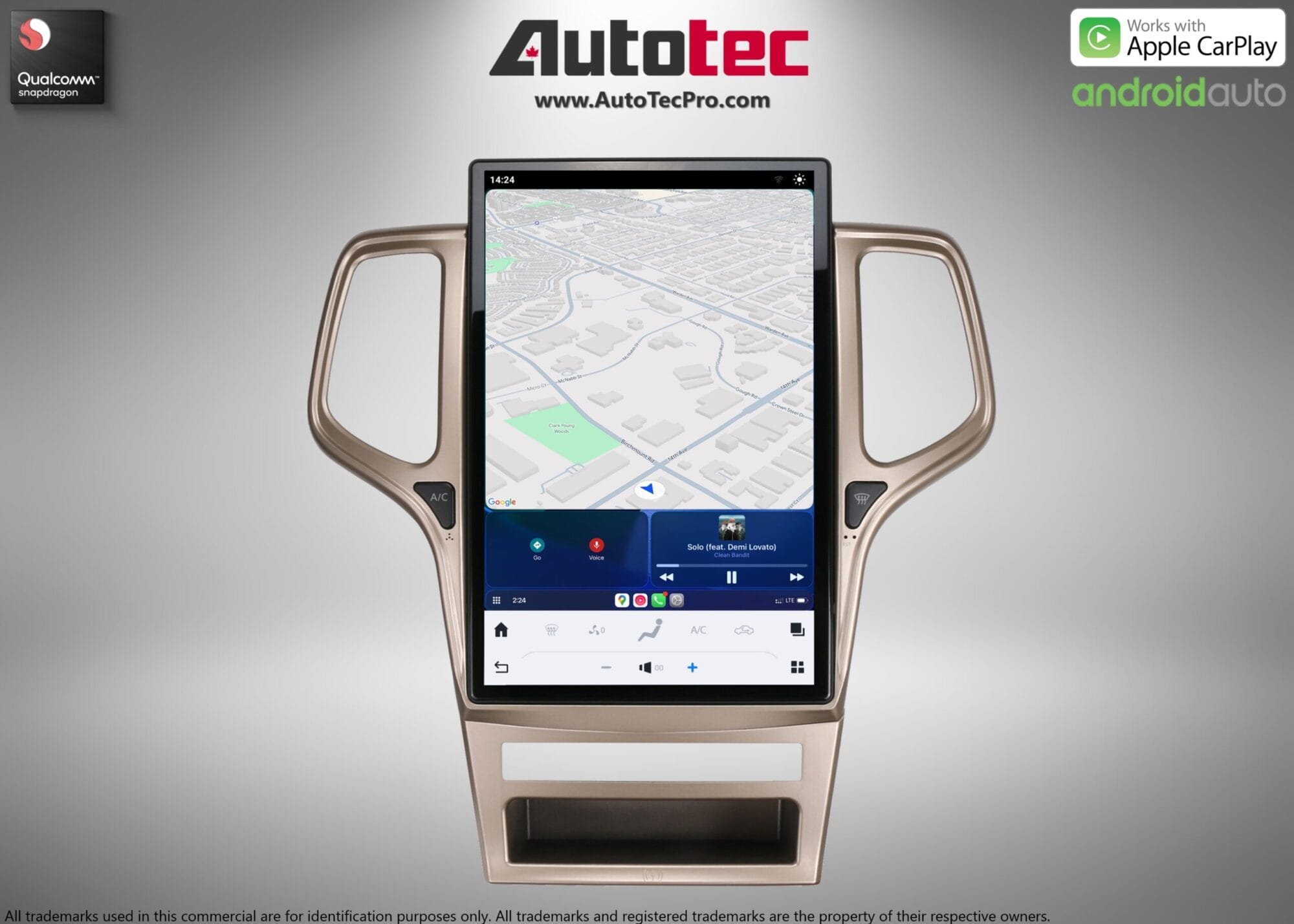 Jeep Grand Cherokee (2011 – 2013) 14.4″ IPS QHD 2K Touch-Screen Android Navigation System | Android 13 | GPS | BT | Wifi | CarPlay | Android Auto | 4G LTE