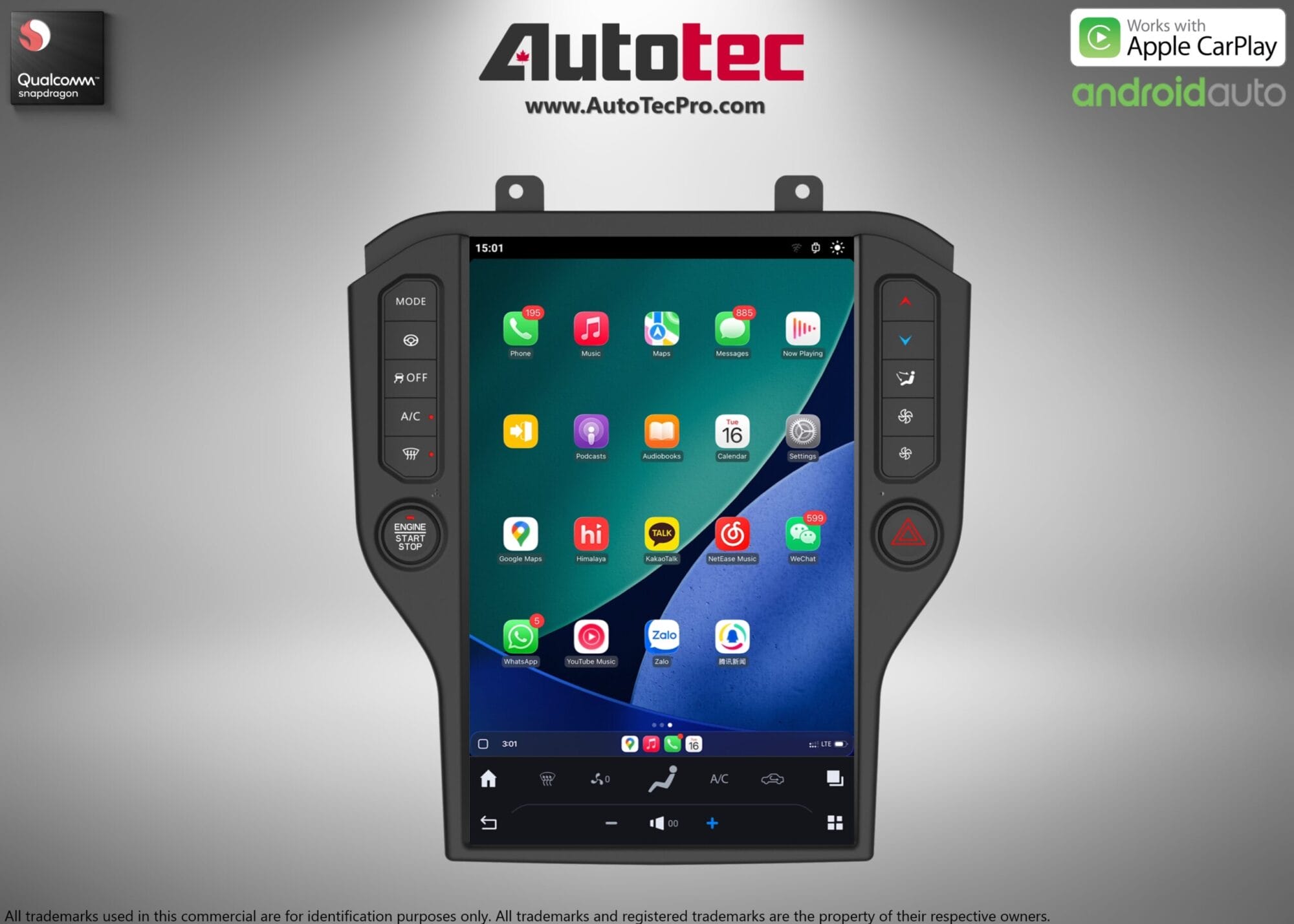 Ford Mustang (2015 – 2023) 14.4″ IPS QHD 2K Touch-Screen Android Navigation System | Android 13 | GPS | BT | Wifi | CarPlay | Android Auto | 4G LTE