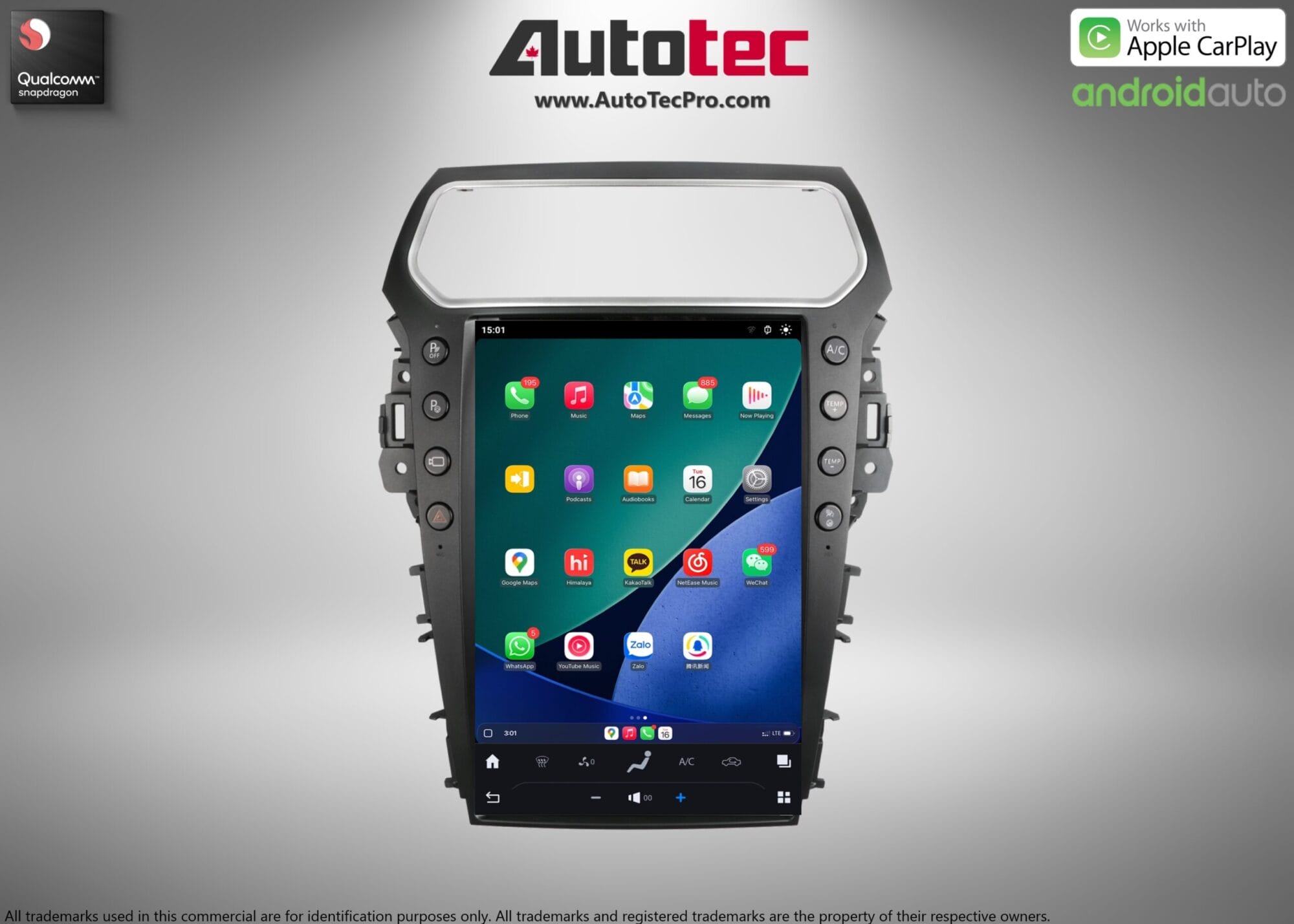 Ford Explorer (2011 – 2019) 14.4″ IPS QHD 2K Touch-Screen Android Navigation System | Android 13 | GPS | BT | Wifi | CarPlay | Android Auto | SYNC | 4G LTE