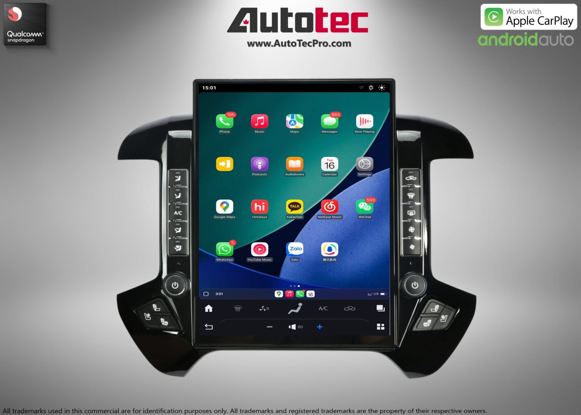 Chevrolet Silverado / GMC Sierra (2014 – 2019) 15.6″ IPS QHD 2K Touch-Screen Navigation & Infotainment System | Android 13 | GPS | BT | Wifi | CarPlay | Onstar | DSP | 4G LTE