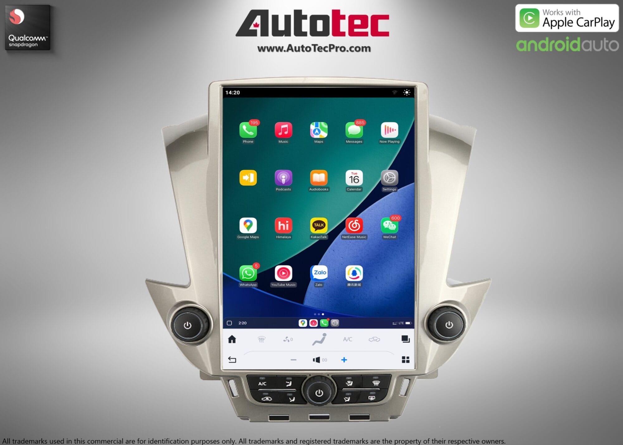 Chevrolet Tahoe / Suburban / GMC Yukon (2015 – 2020) 15.6″ IPS QHD 2K Touch-Screen Navigation & Infotainment System | Android 13 | GPS | BT | Wifi | CarPlay | Onstar | 4G LTE