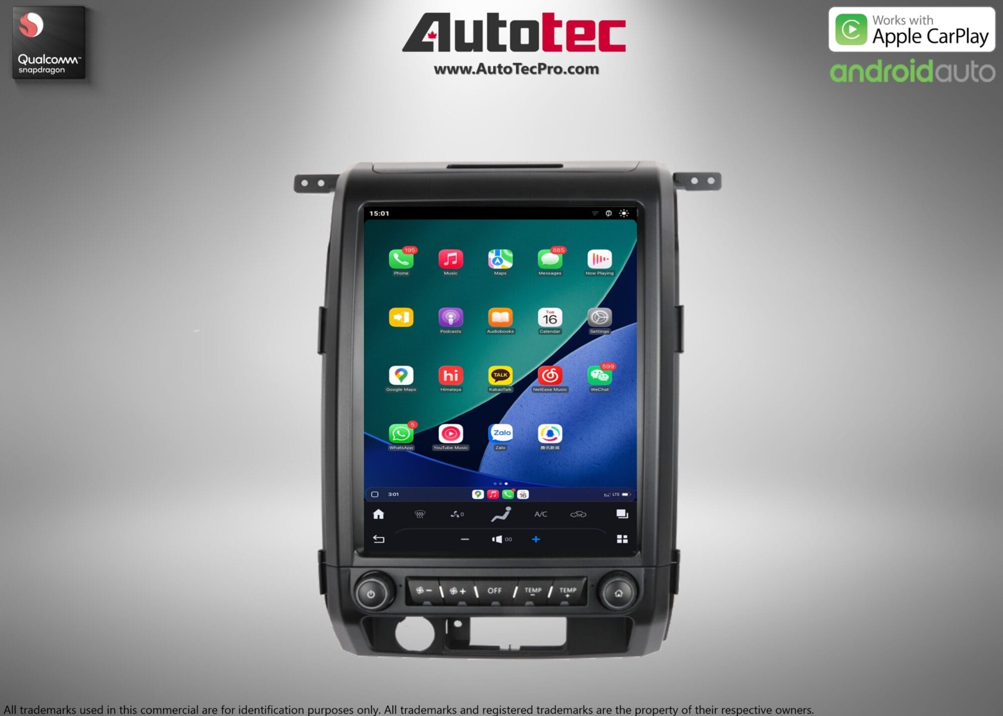 Ford F150 (2009 – 2014)  12.1″ IPS HD Touch-Screen Android Navigation System | Android 13 | GPS | BT | Wifi | CarPlay | Android Auto | 4G LTE