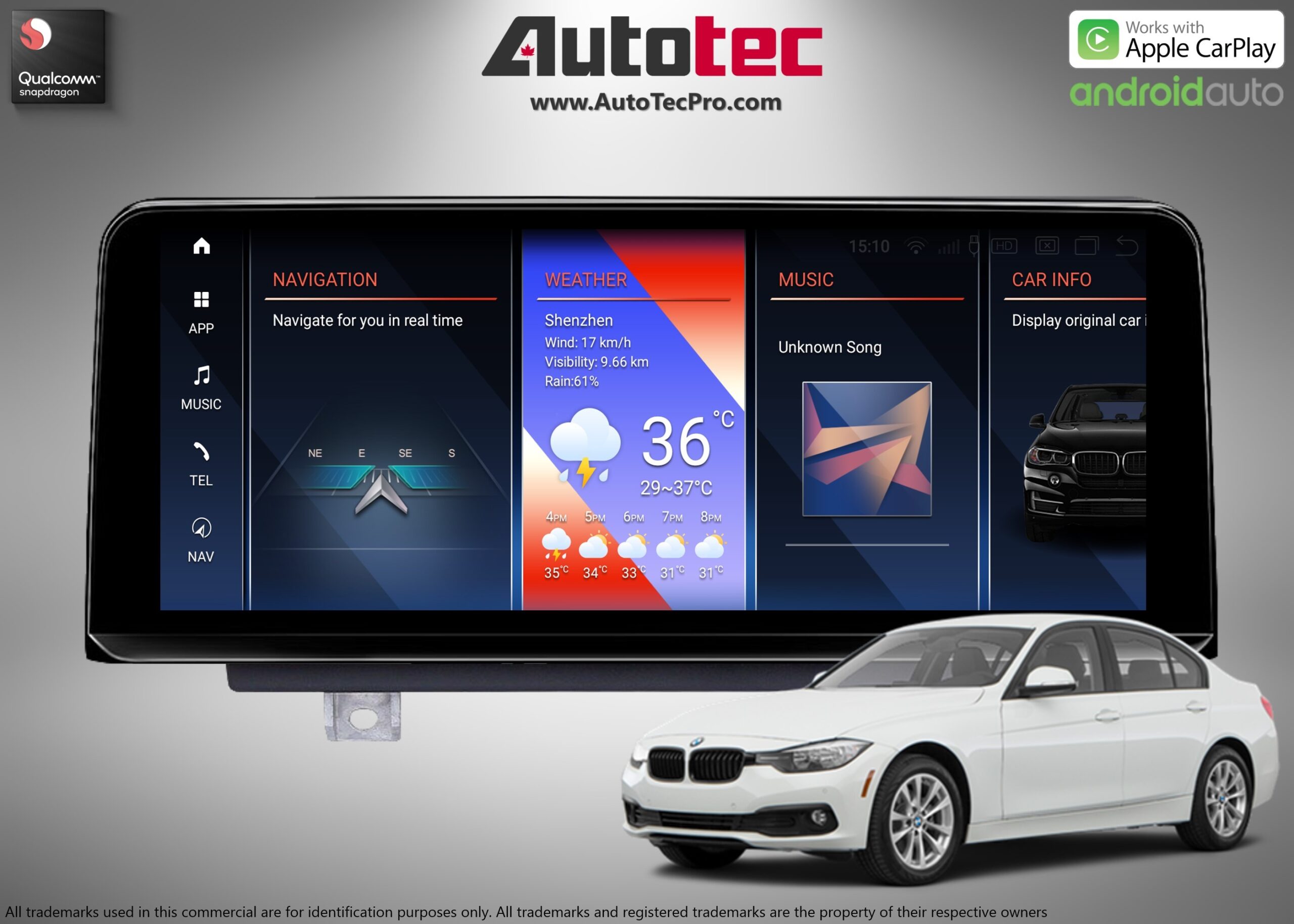 BMW 4 Series (2013 – 2020) F32/F33/F36 OEM FIT 10.25″/12.3″ HD Touch-Screen Android Navigation System | Android 14 | GPS | BT | Wifi | 4G LTE | Camera | CarPlay