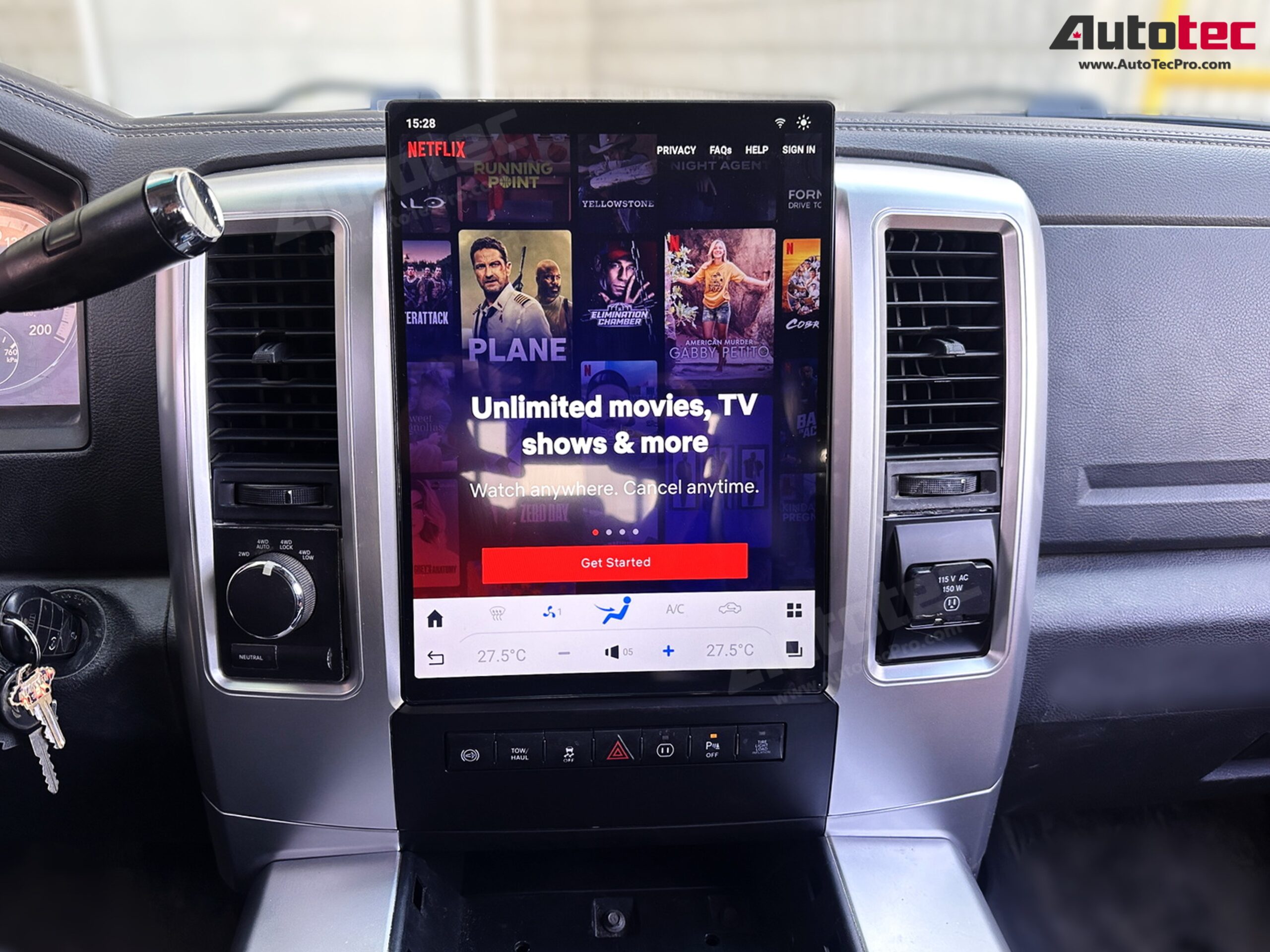 Dodge RAM (2009 – 2012) 13.8″ HD Tesla-Style Navigation & Infotainment System | Android 13 | GPS | BT | Wifi | CarPlay | Android Auto | 4G LTE