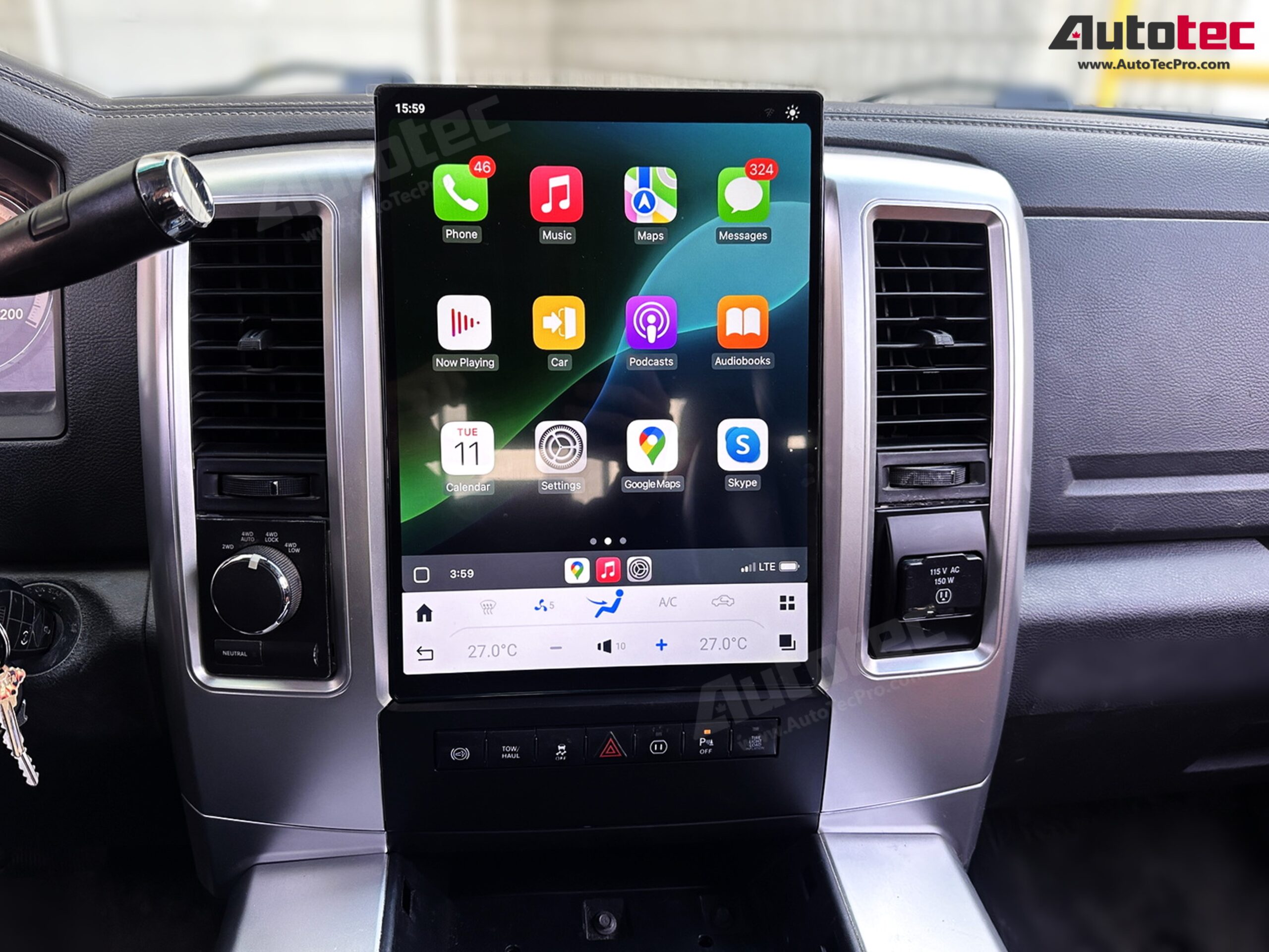 Dodge RAM (2009 – 2012) 13.8″ HD Tesla-Style Navigation & Infotainment System | Android 13 | GPS | BT | Wifi | CarPlay | Android Auto | 4G LTE