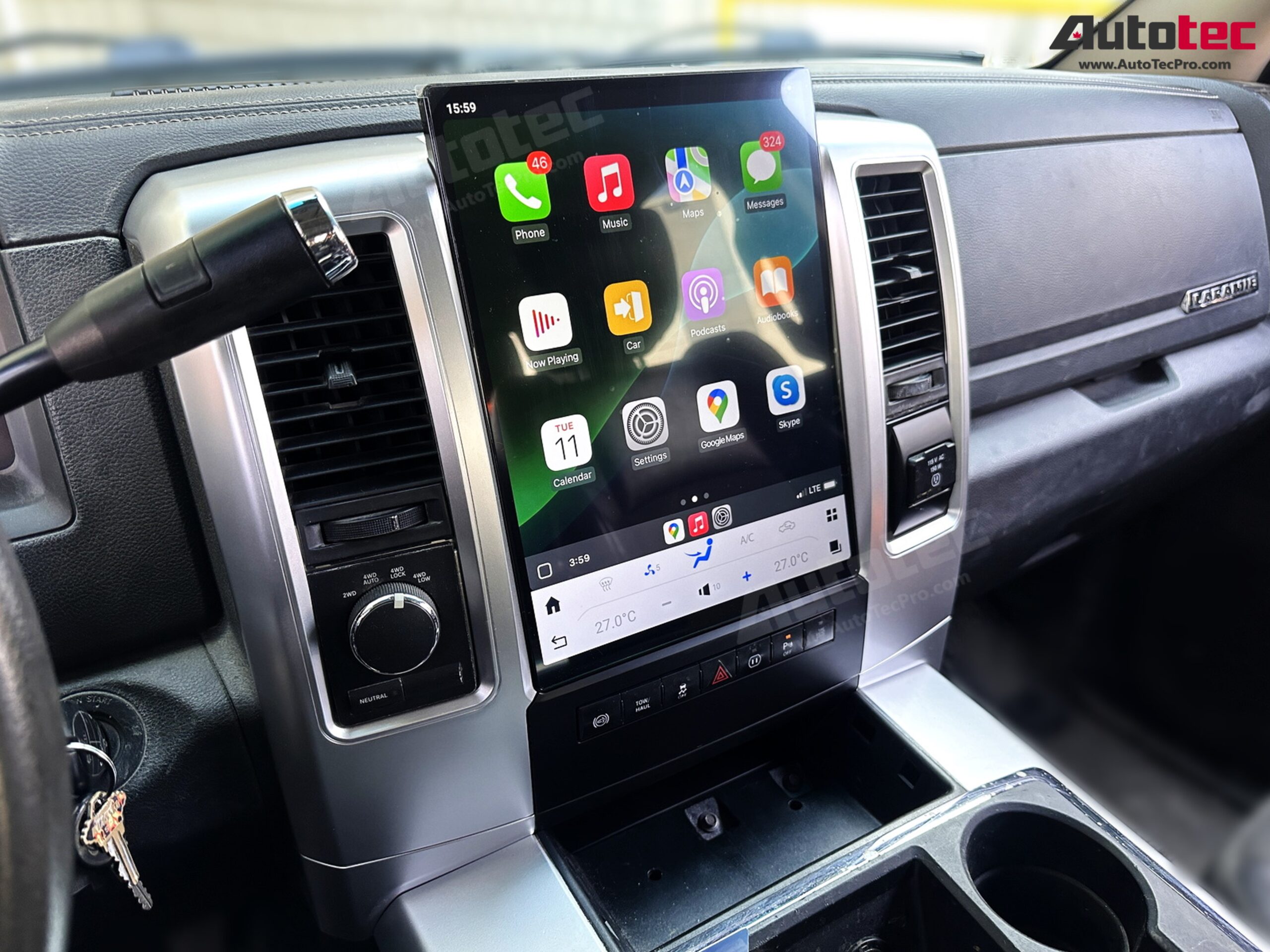 Dodge RAM (2009 – 2012) 13.8″ HD Tesla-Style Navigation & Infotainment System | Android 13 | GPS | BT | Wifi | CarPlay | Android Auto | 4G LTE