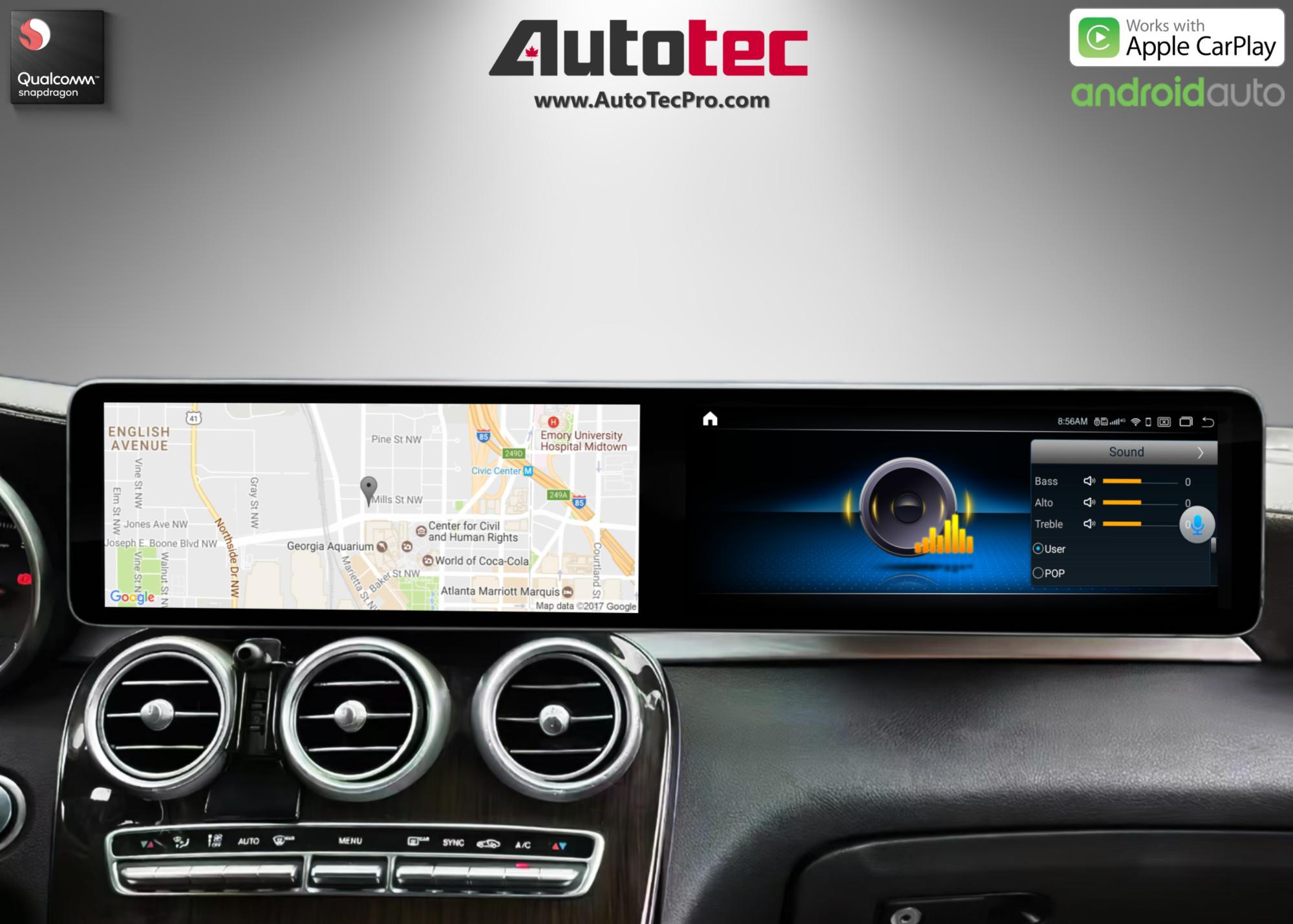 Mercedes-Benz C-Class / GLC (2015 – 2022) 12.3″ HD IPS Dual Touch-Screen Android Navigation & Infotainment System | Android 14 | GPS | BT | Wifi | 4G LTE | CarPlay