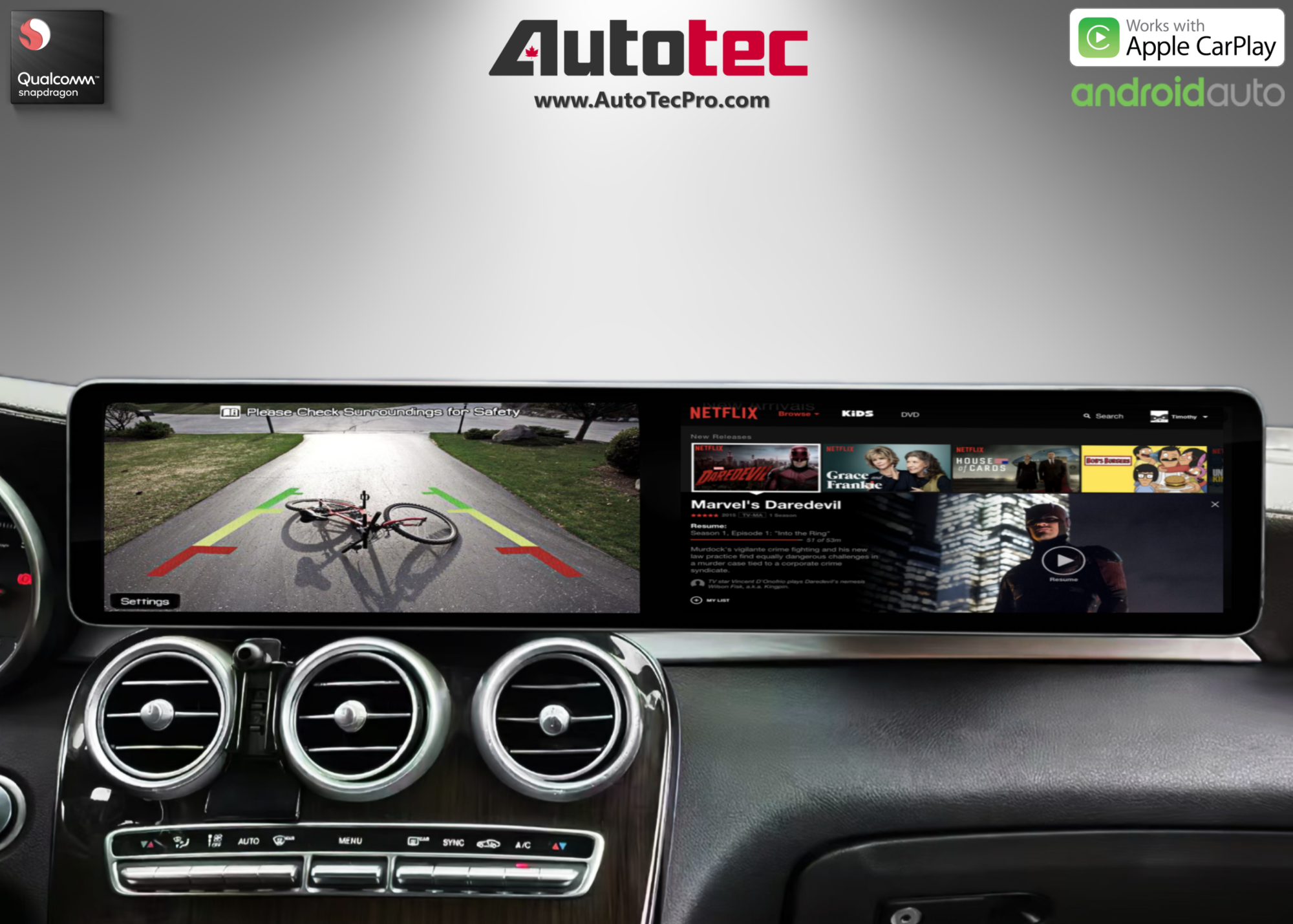 Mercedes-Benz C-Class / GLC (2015 – 2022) 12.3″ HD IPS Dual Touch-Screen Android Navigation & Infotainment System | Android 14 | GPS | BT | Wifi | 4G LTE | CarPlay