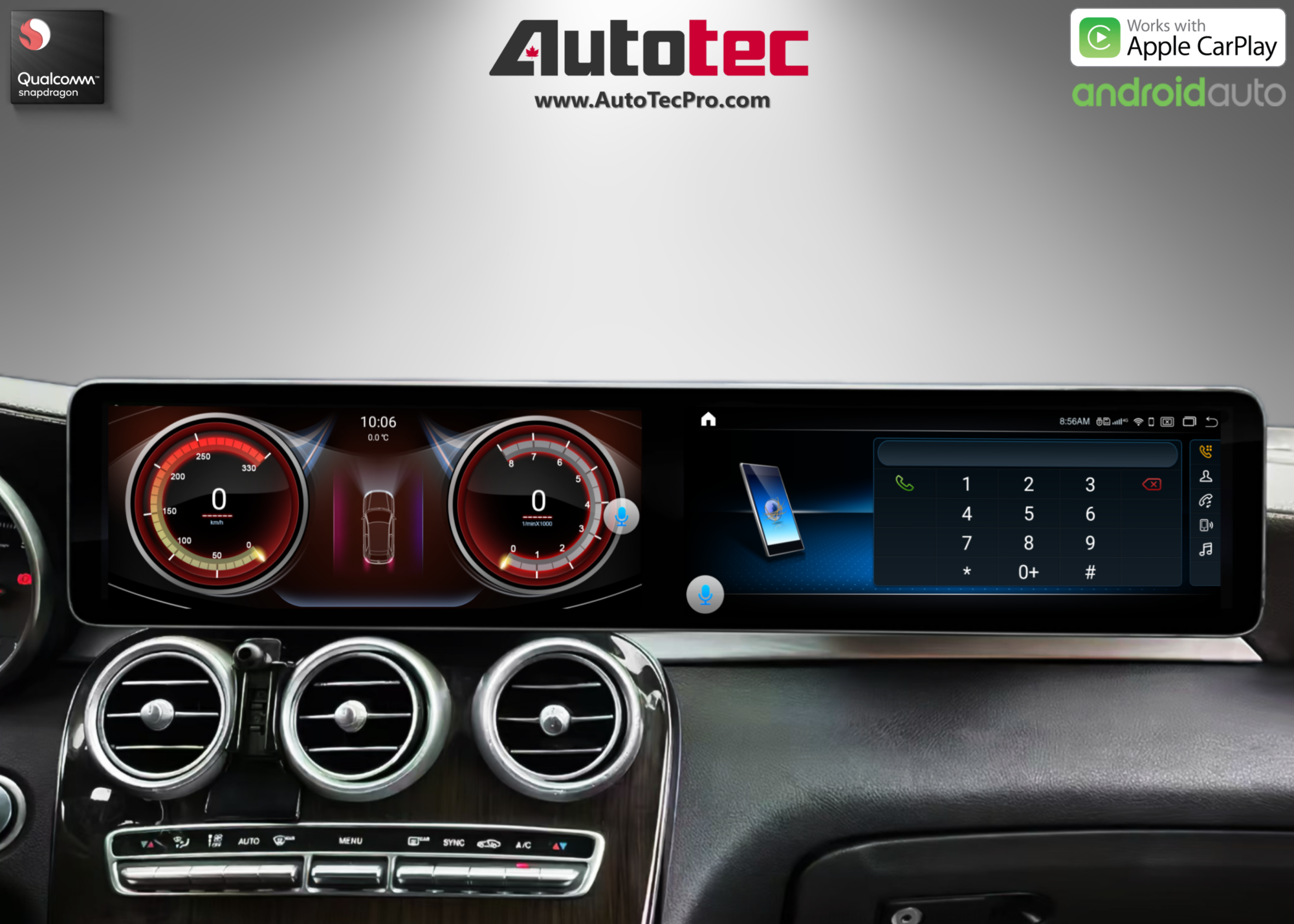 Mercedes-Benz C-Class / GLC (2015 – 2022) 12.3″ HD IPS Dual Touch-Screen Android Navigation & Infotainment System | Android 14 | GPS | BT | Wifi | 4G LTE | CarPlay