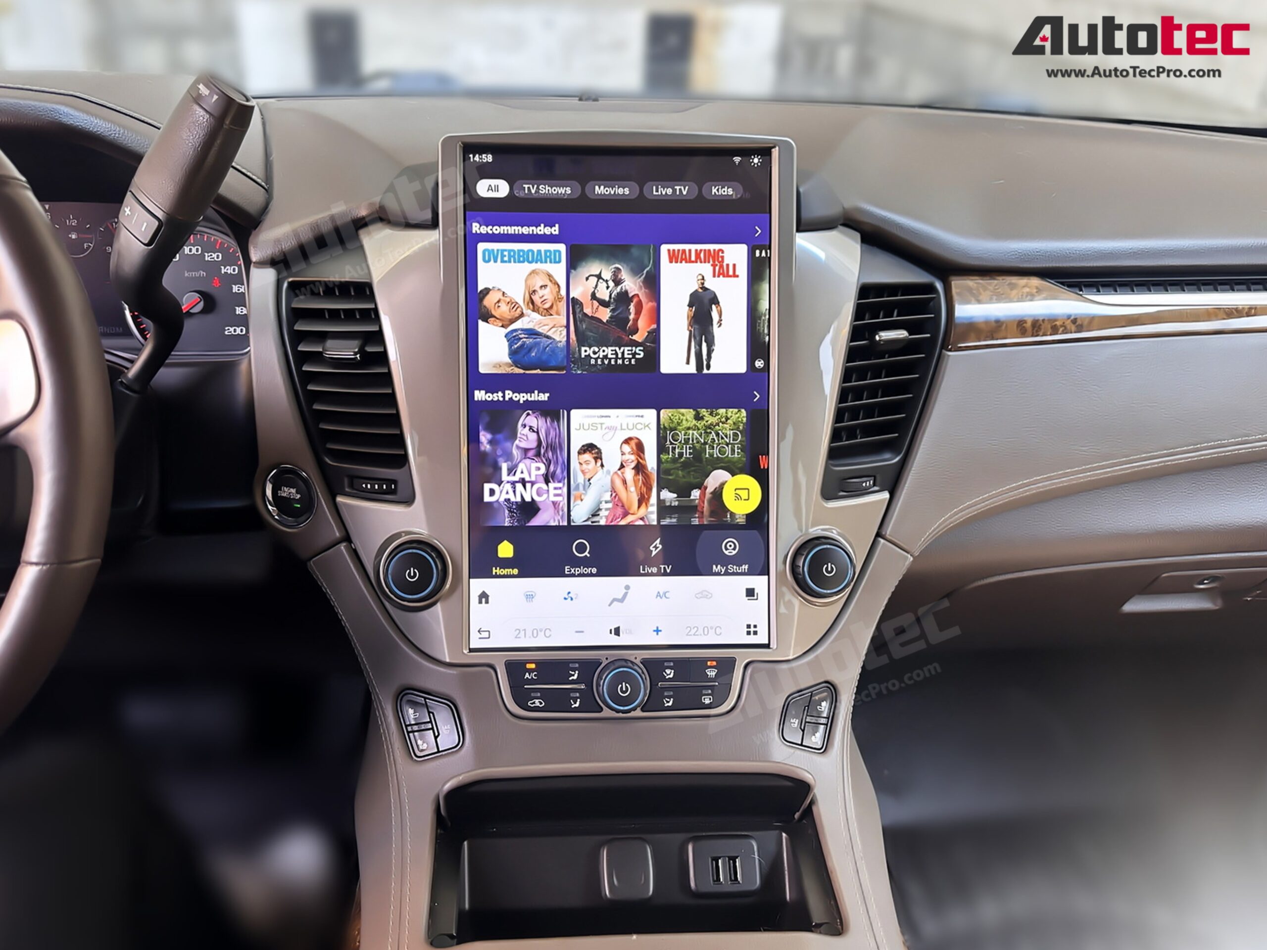 Chevrolet Tahoe / Suburban / GMC Yukon (2015 – 2020) 14.4″ IPS QHD 2K Touch-Screen Navigation & Infotainment System | Android 13 | GPS | BT | Wifi | CarPlay | Onstar | 4G LTE